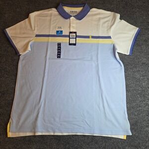 IZOD Mens XL Advantage Performance Cool FX Polo Shirt Lemon Blue Stripe New